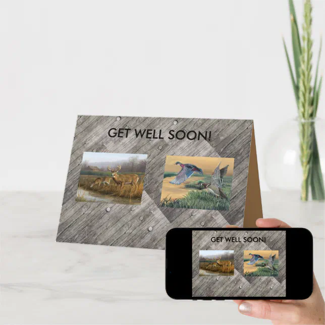 Get Well Soon Card with deer and ducks Zazzle