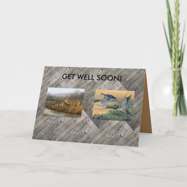 Get Well Soon Card with deer and ducks (Front)