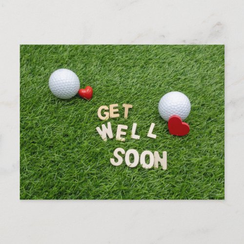 Get well soon card with golf ball and tee