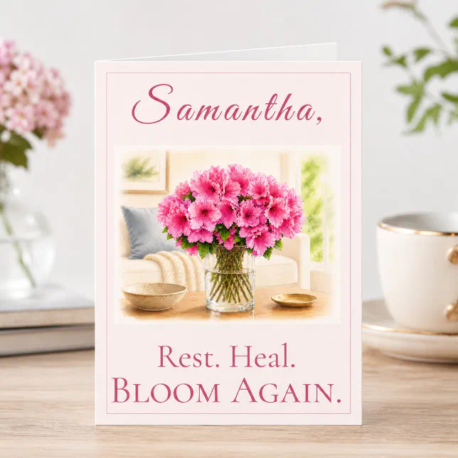 Get Well Soon Card with Pink Floral Bouquet | Zazzle