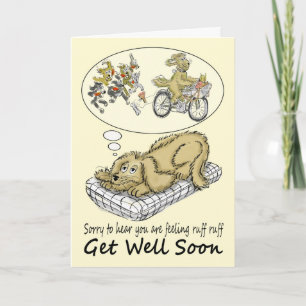 Get Well Soon Cartoon Dog Dreaming of Food Card