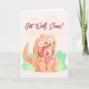 Get Well Soon Cartoon Doggy Greeting Card