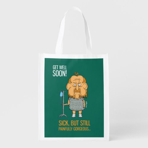 Get well soon cartoon elderly funny grocery bag