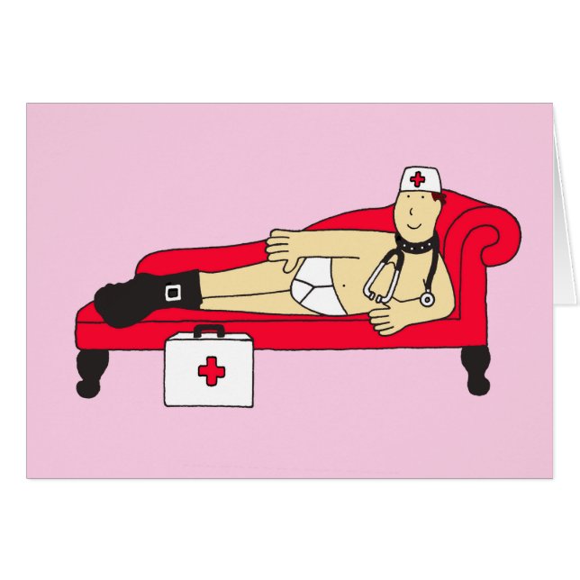 Get Well Soon Cartoon Male Nurse (Front Horizontal)