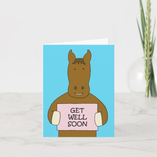 Get Well Soon Cartoon Smiling Horse Card