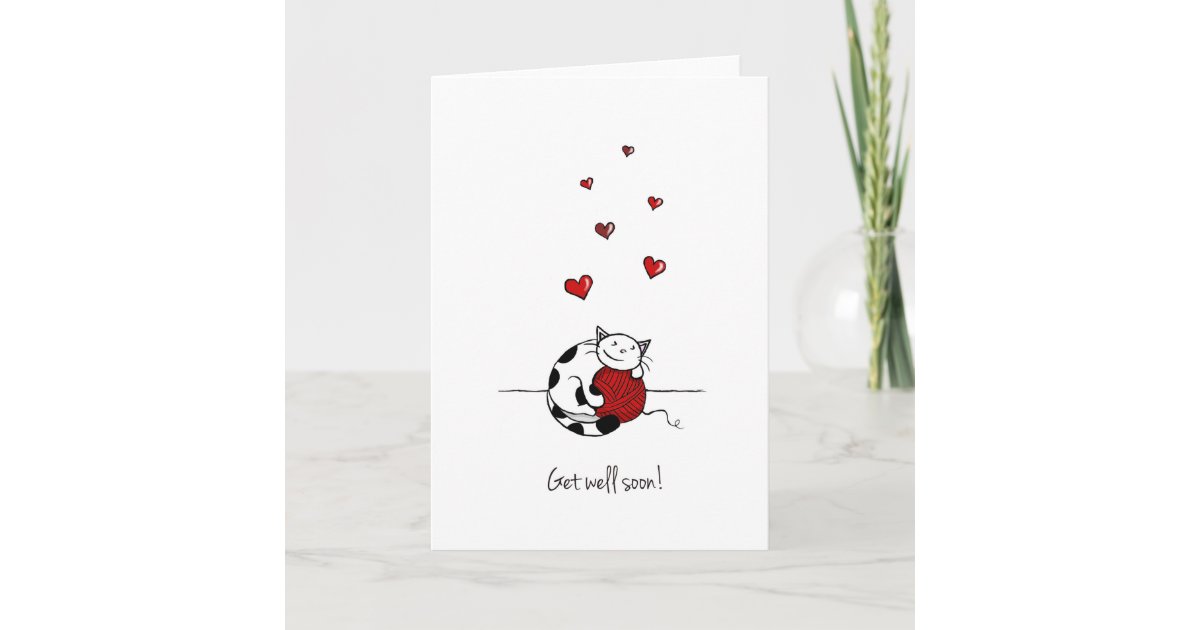 Get Well Soon Cat Greeting Card Blank Inside Zazzle Com