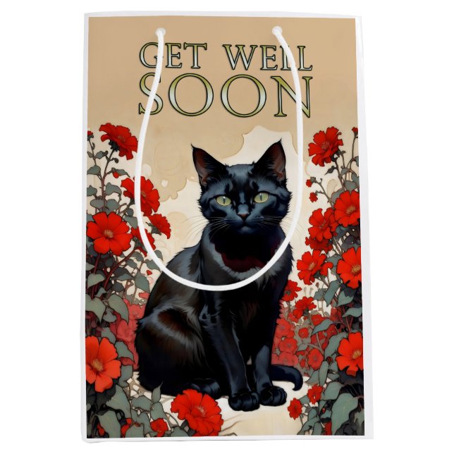 get well soon cat medium gift bag (Front)