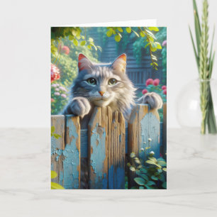 Get Well Soon Cat On Fence Holiday Card