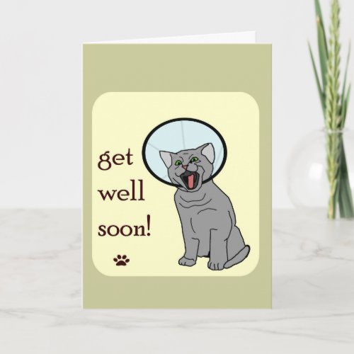 Get Well Soon  Cat with Cone Card