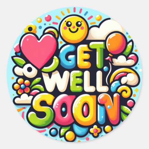 Get Well Soon Childrens Kids Classic Round Sticker