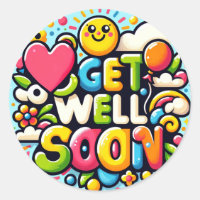 Get Well Soon Childrens Kids Classic Round Sticker