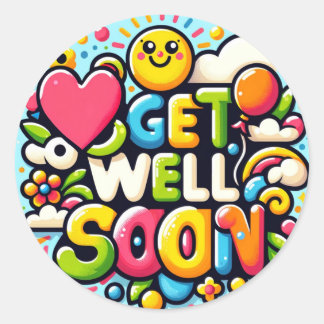 Get Well Soon Childrens Kids Classic Round Sticker
