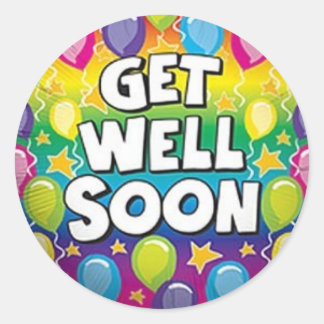 get well soon classic round sticker