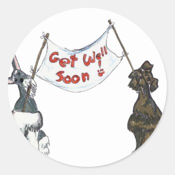 Get Well Soon Classic Round Sticker by SocialSchnauzer at Zazzle