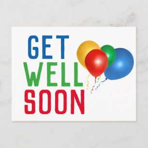 Get Well Soon Colorful Balloons Postcard