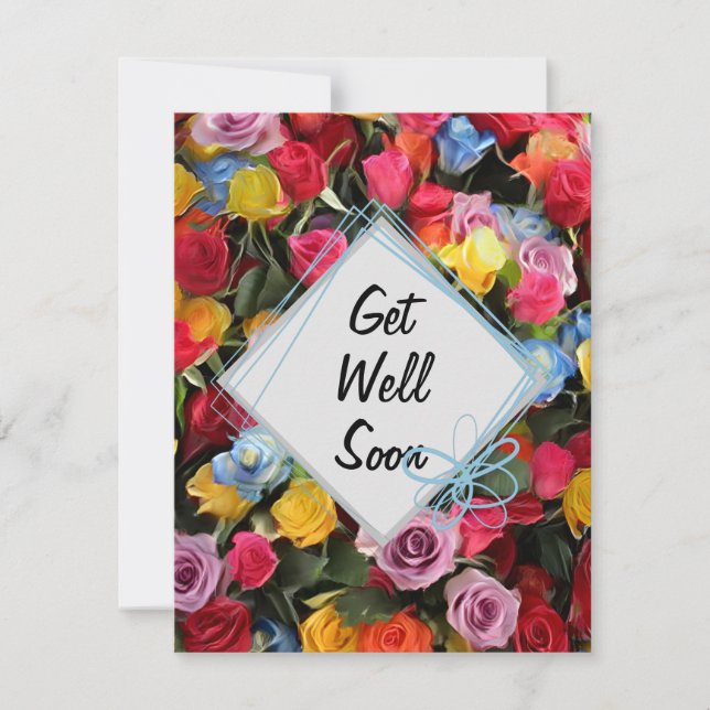 Get Well Soon Colorful Flowers Invitation (Front)