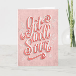 Get Well Soon Coral Vintage Style Typography Card
