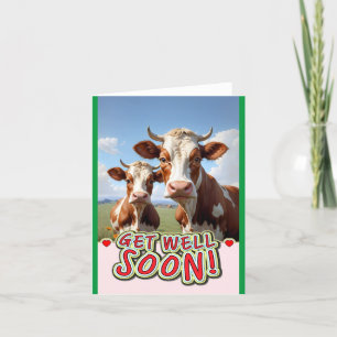 get well soon cows letterpress thank you card