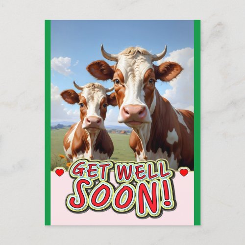 get well soon cows postcard
