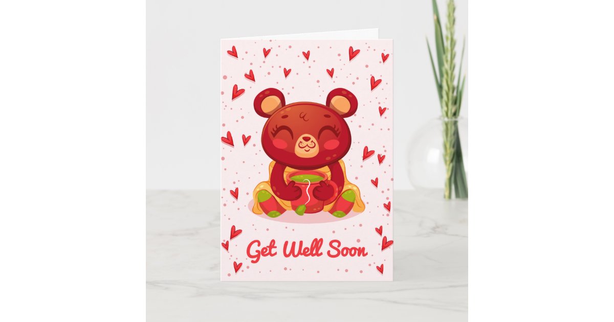 Get Well Soon Cute Bear Greeting Card 