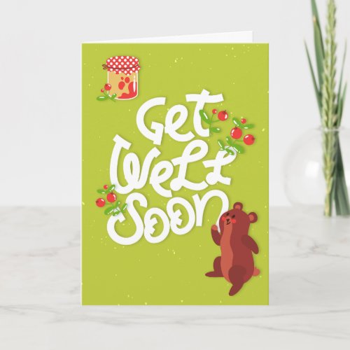 Get Well Soon Cute Bear with Jam Greeting Card