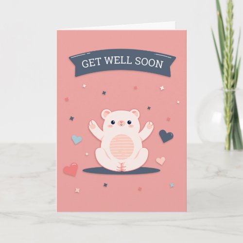 Get Well Soon Cute Cartoon Bear Greeting Card