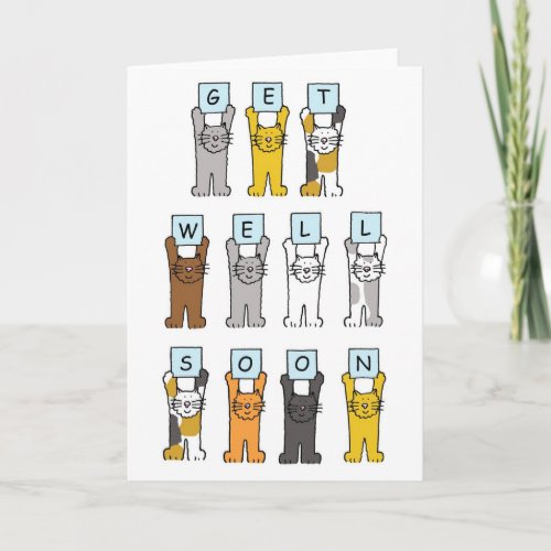 Get Well Soon Cute Cartoon Cats Card