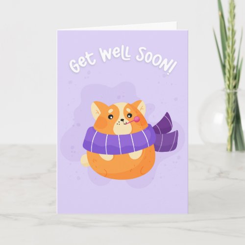 Get Well Soon Cute Cartoon Fat Fox Greeting Card