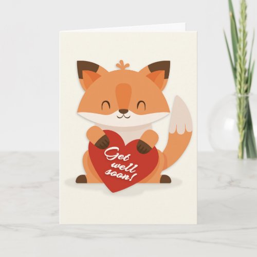 Get Well Soon Cute Cartoon Fox Greeting Card