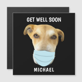 Get Well Soon Cute Dog in Face Mask Personalized