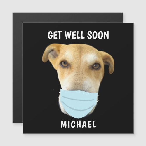 Get Well Soon Cute Dog in Face Mask Personalized 