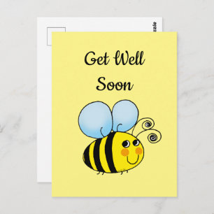 Get well soon (cute honey bee) postcard