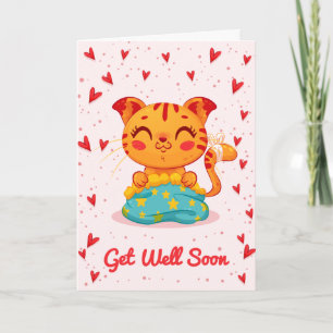 Get Well Soon Cute Kitty Greeting Card