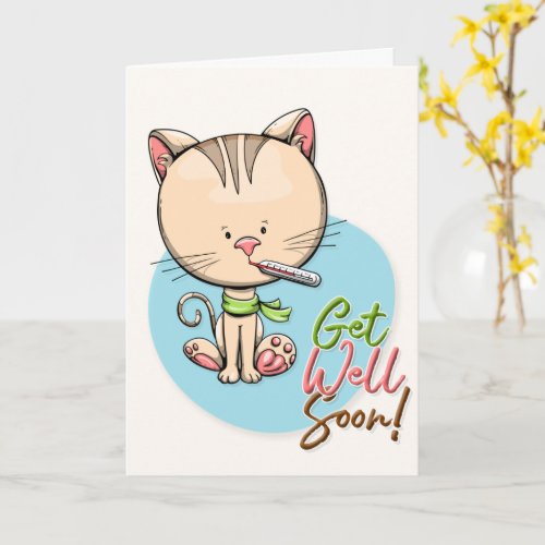 Get Well Soon Cute Kitty Greeting Card