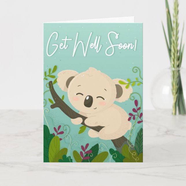 Get Well Soon Cute Koala Bear Greeting Card (Front)