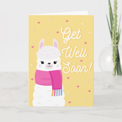 Get Well Soon Cute Llama Greeting Card