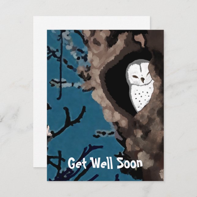 Get Well Soon Cute Napping Owl Illustration (Front/Back)