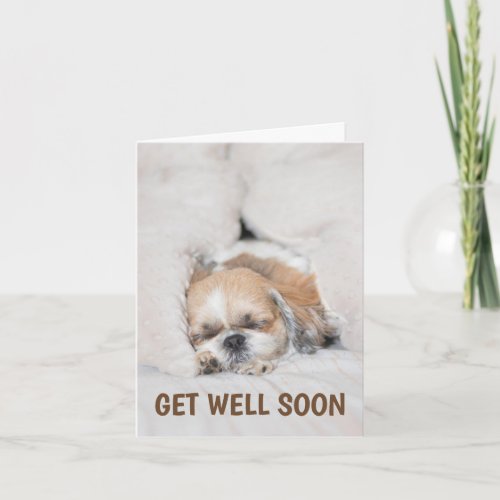 Get well soon cute puppy dog shihtzu sleeping card