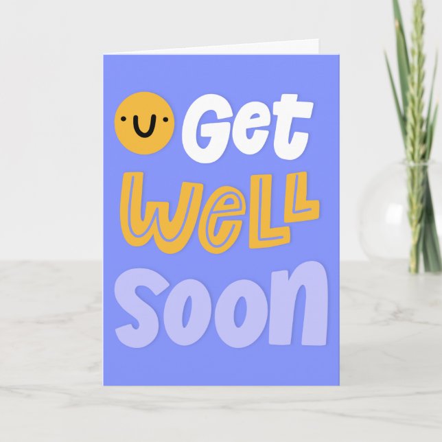Get Well Soon Cute Smile Pink Typography Greeting Card (Front)