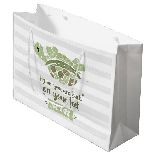 Get Well Soon Cute Tortoise Wishes Nursing Large Gift Bag (Front Angled)