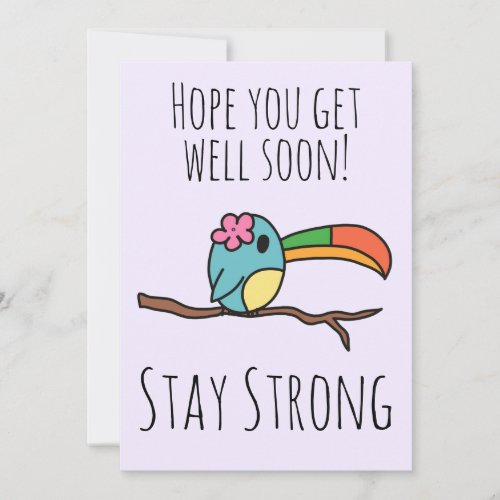 Get Well Soon Cute Toucan Violet Card