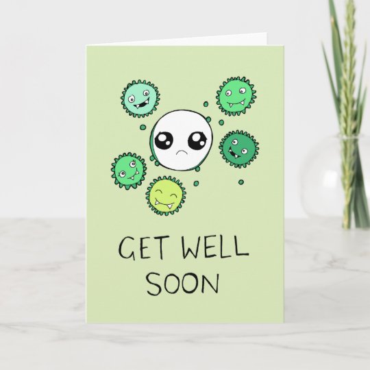 Get Well Soon Cute Virus and Cell Drawing Card | Zazzle.com