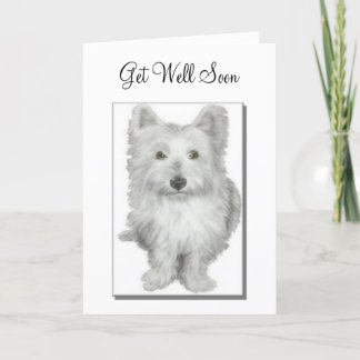 'Get Well Soon' cute westie dog card