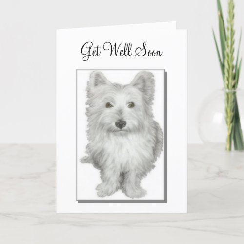 Get Well Soon cute westie dog card