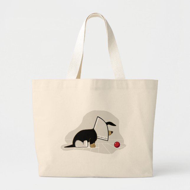 Get Well Soon - Dog Head Cone Large Tote Bag (Front)