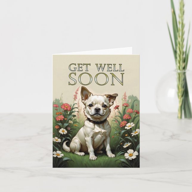 get well soon dog letterpress thank you card (Front)
