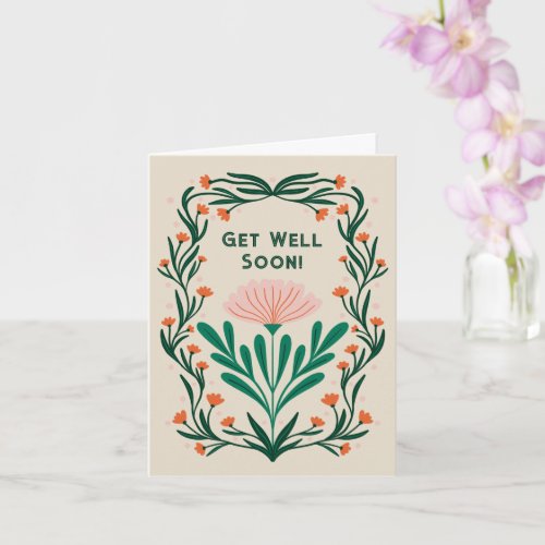 Get well soon Elegant Floral Frame Card