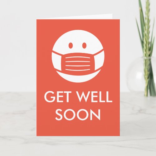 Get Well Soon face mask smily covid 19 recovery Card