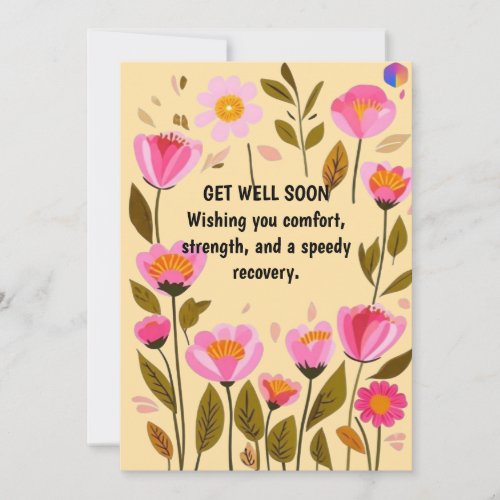Get Well Soon Floral Card | Pink Flowers Recovery