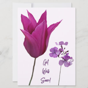 Get well soon floral pink purple floral beautiful holiday card